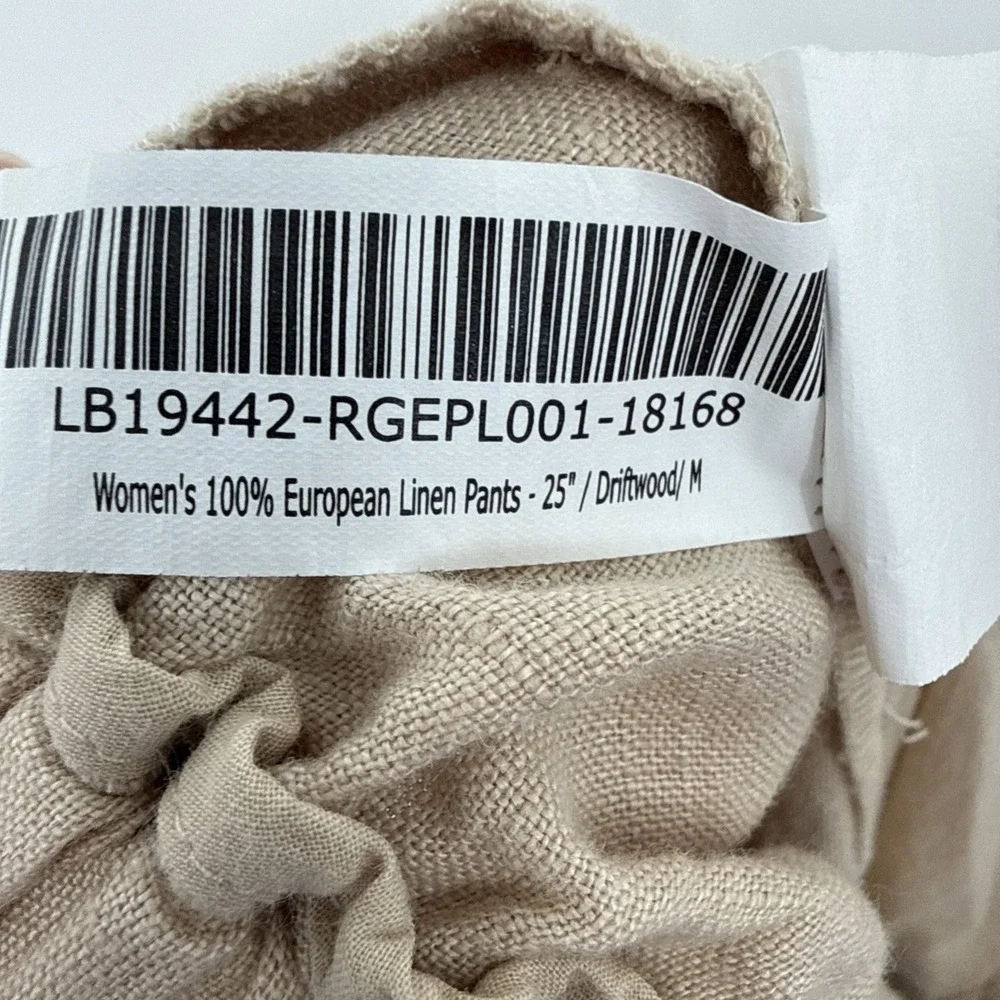 Quince 100% European Linen Pants Driftwood Women Medium Cropped Elastic Waist